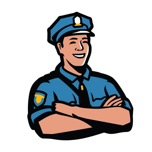 Symbolbild Eines Polizisten Polizist Wächter Emblem Vektor — Stockvektor