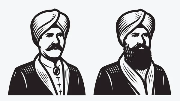 Mann Turban Symbol Vektor Illustration Isoliert Auf Weißem Hintergrund — Stockvektor