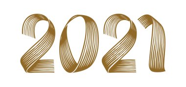 2021 sembolü beyaz arkaplanda izole edilmiş. Vektör ögesi