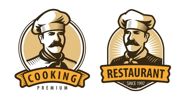 Emblema Restaurante Cozinhar Vetor Conceito Comida — Vetor de Stock