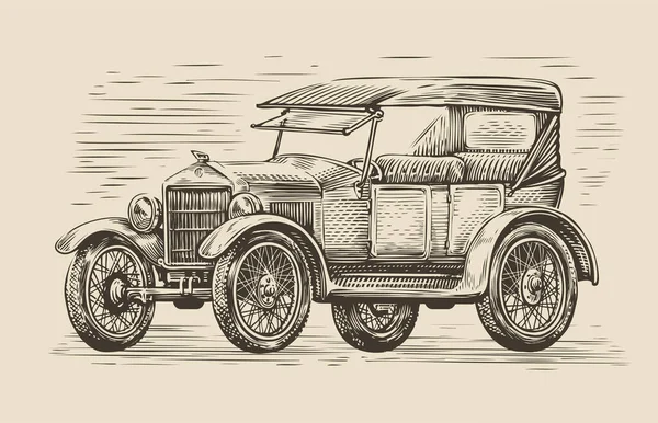 Retro Auto Schets Automobiele Vintage Vector — Stockvector