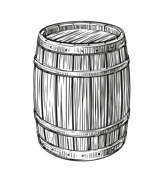 Dřevěný Náčrt Hlavně Sud Víno Jiné Alkoholické Nápoje — Stockový vektor