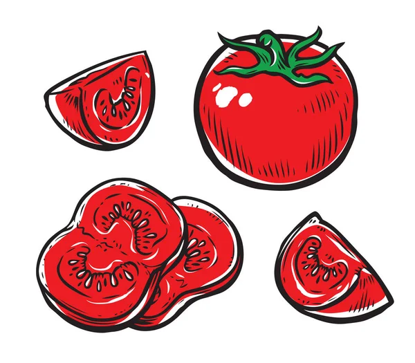 Tomate Rojo Vegetales Vector Alimentos — Vector de stock