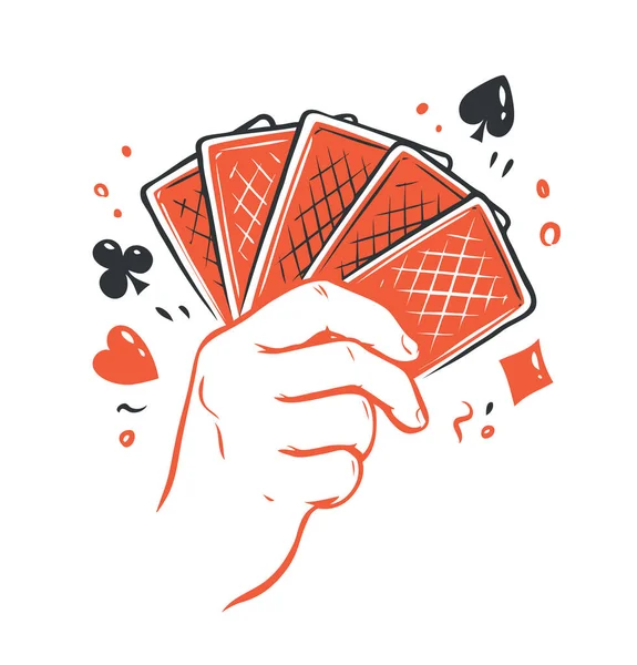 Tarjetas Póquer Mano Escalera Color Símbolo Del Casino — Vector de stock