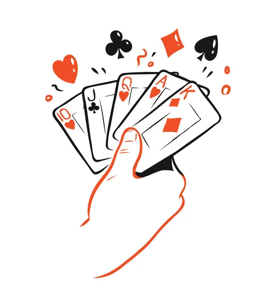 Cartes Poker Main Vecteur Symbole Casino — Image vectorielle