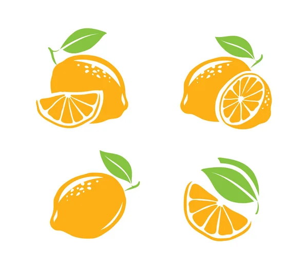 Conjunto Símbolos Limón Vector Frutas Frescas — Vector de stock