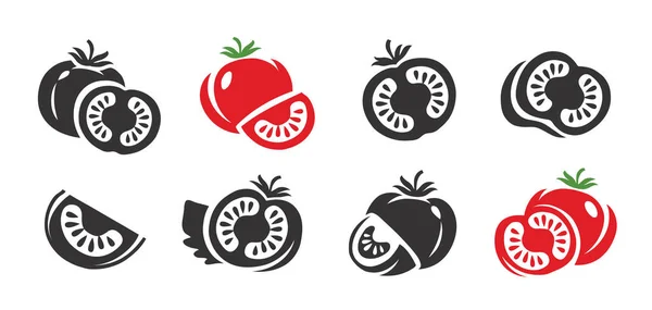 Ensemble Icônes Tomate Légumes Frais Illustration Vectorielle Symbole Alimentaire — Image vectorielle