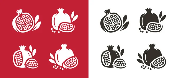 Sada Granátových Jablek Přírodní Symbol Potravy — Stockový vektor