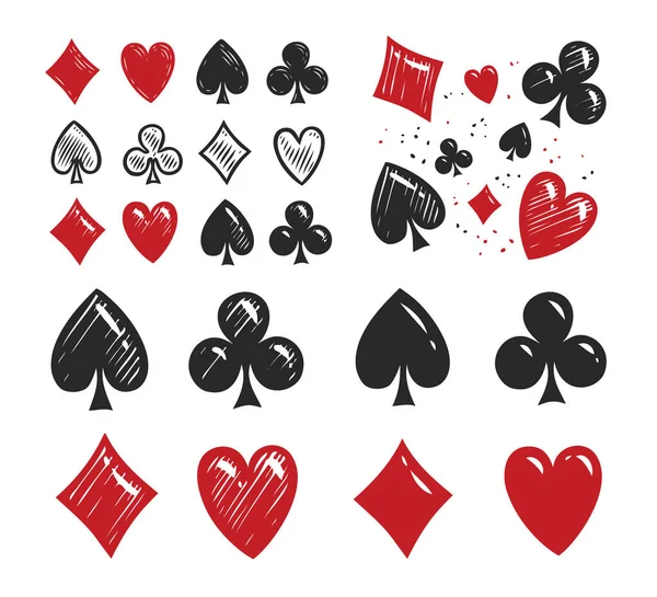 Set Carte Poker Gioco Azzardo Vettore Simbolo Del Casinò — Vettoriale Stock