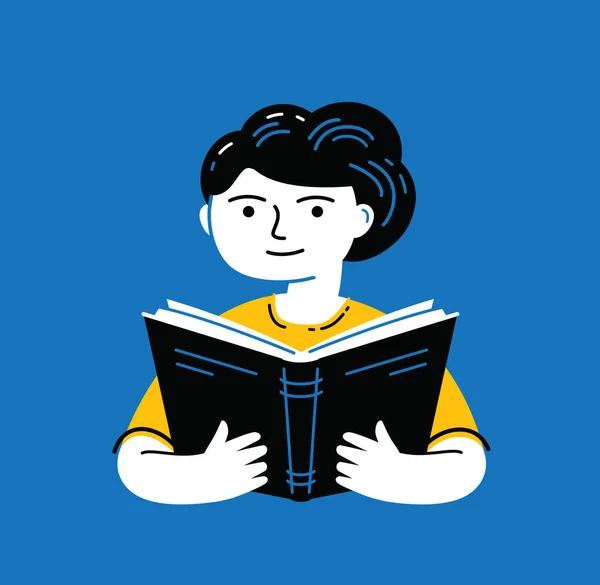Děvče Čte Knihu Vzdělávání Vektor Koncepce Školy — Stockový vektor