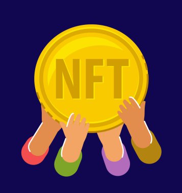 Altın sikke NFT ödenmez jeton. İş modern dijital yatırım konsept vektörü