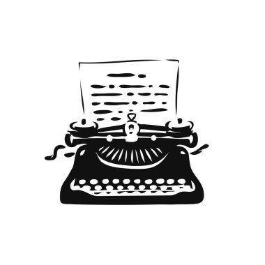 Antika eski daktilo sembolü ya da logosu. Edebiyat, gazetecilik simgesi