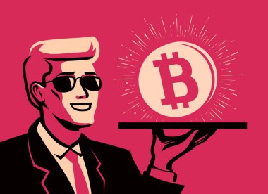 Bitcoin şifreli para birimi. Finans, yatırım konsepti. Engelleme zinciri vektörü
