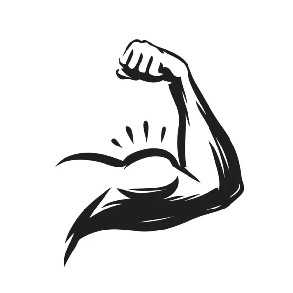 Strong Muscle Arm Hand Drawn Power Symbol Vector Illustration — Stock Vector