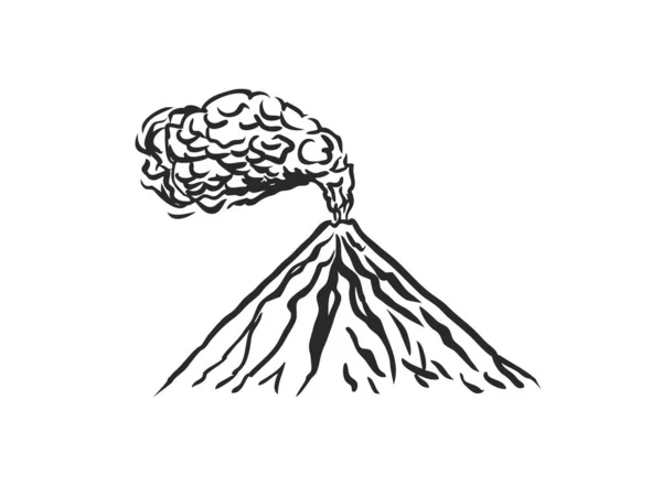 Esbozo Del Símbolo Del Volcán Fuma Antes Erupción Vector — Vector de stock