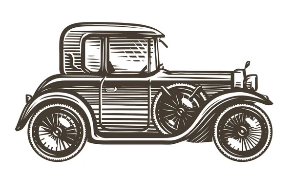 Dessin Voiture Rétro Dans Style Croquis Vue Latérale Illustration Transport — Photo