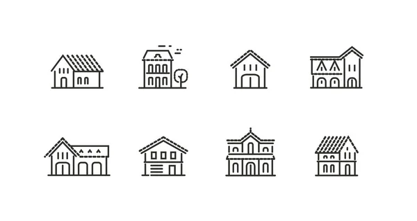 Conjunto Iconos Bienes Raíces Símbolo Del Edificio — Vector de stock