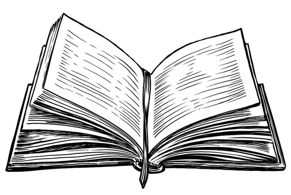 Nyitott Könyv Vázlat Oktatási Koncepció Évjárat Illusztráció — Stock Fotó