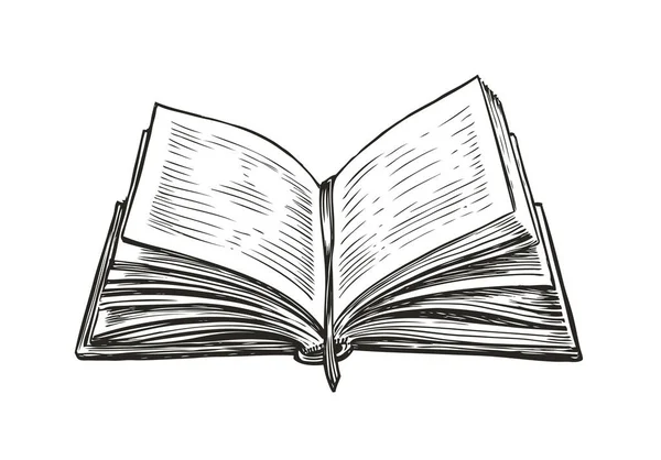 Открытая Книга Литература Концепция Образования Винтажном Стиле Ручной Вектор — стоковый вектор