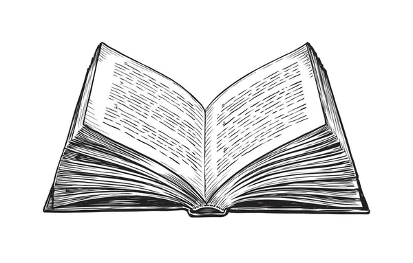 Відкрити Книгу Сторінками Ручний Ескіз Вінтажному Стилі — стоковий вектор