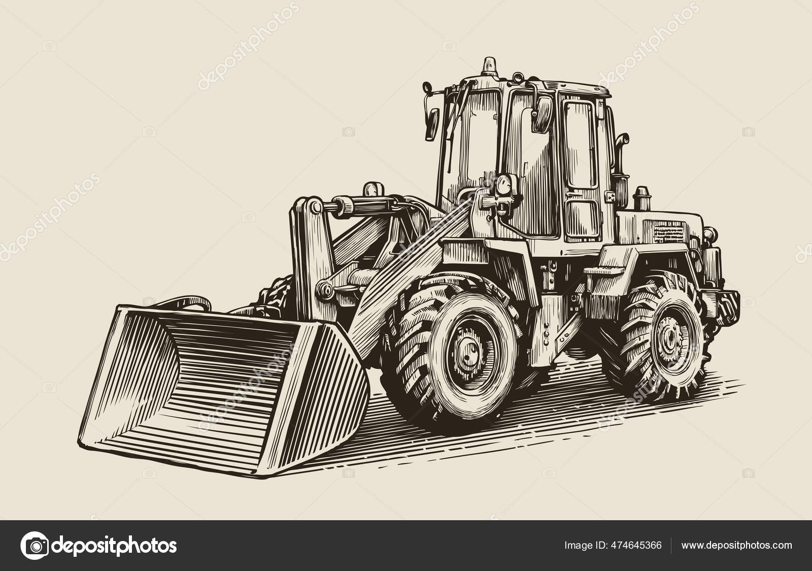 Tapeçaria de Escavadeira de Construção de Desenho, Trator Trucks
