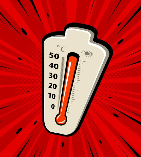 Termómetro Con Indicador Rojo Para Alta Temperatura Vector Calor — Archivo Imágenes Vectoriales