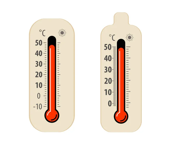 Heat Thermometer Isolated White Hot Weather Symbol Vector — Stock Vector