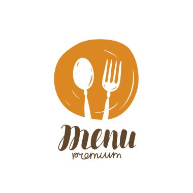 Çatal ve kaşık logosu. Restoran veya kafe menüsü için gıda sembolü