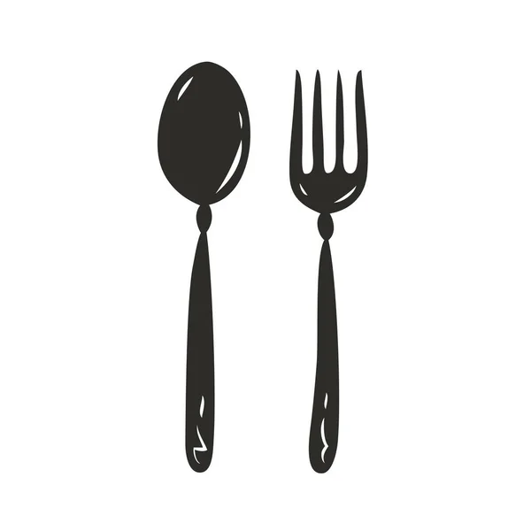 Κουτάλι Και Πιρούνι Σύμβολο Διάνυσμα Έννοιας Τροφίμων — Διανυσματικό Αρχείο