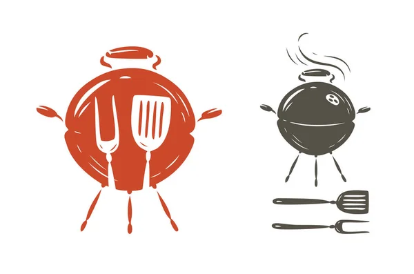 Outdoor Grill Symbol Bbq Food Concept Vector — Stock Vector