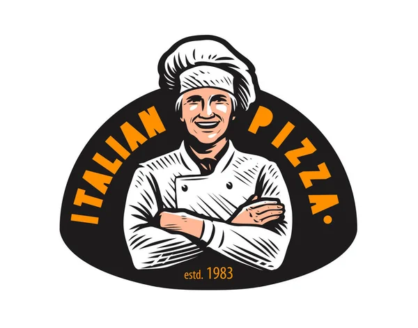 Pizza Logo Emblem Für Fast Food Restaurant Pizzeria Café — Stockvektor