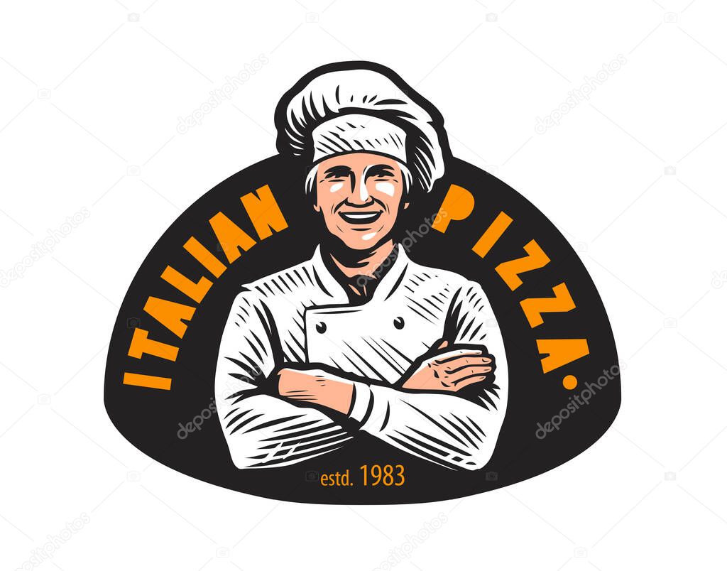 Pizza logo. Emblem for fast food restaurant, pizzeria, cafe