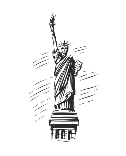 Estatua Libertad Símbolo Estados Unidos Emblema Nueva York Vector — Archivo Imágenes Vectoriales