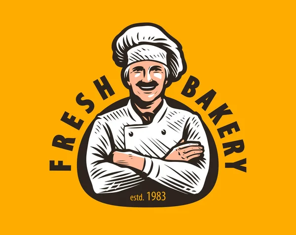 Bäckereiemblem Chef Bäcker Logo Ernährungskonzeptvektor — Stockvektor