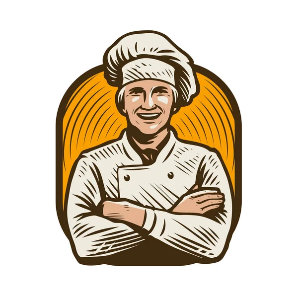 Carácter Cocinero Sonriente Chef Restaurante Concepto Cocina Ilustración Vectorial — Vector de stock