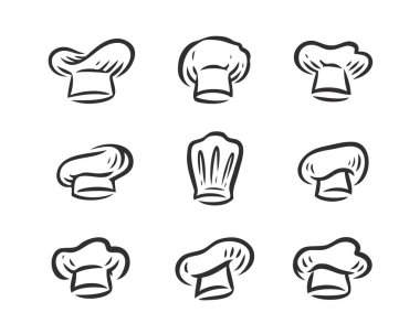 Şef şapka ikonu. Aşçı, yemek konsepti. Restoran menüsü dekorasyonu için aşçı sembolü