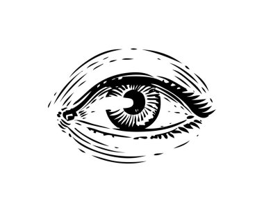 İnsan gözü çizimi. İşleme biçiminde elle çizilmiş illüstrasyon