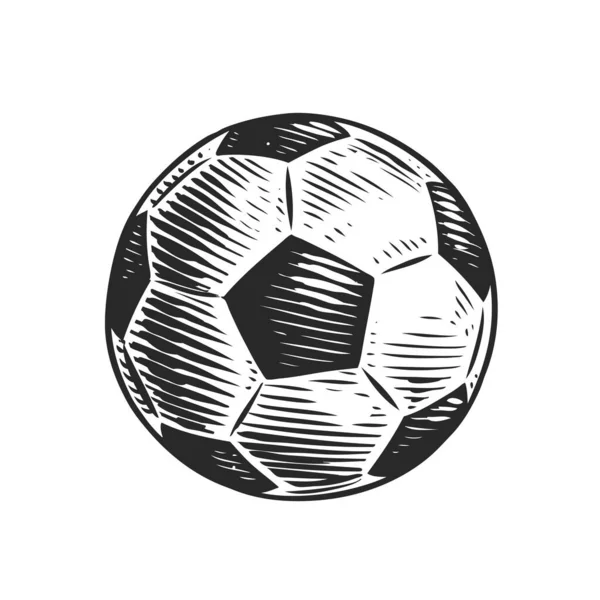 Μπάλα Ποδοσφαίρου Στο Λευκό Χειροποίητο Σκίτσο Vintage Στυλ Εικονογράφηση Διανύσματος — Διανυσματικό Αρχείο