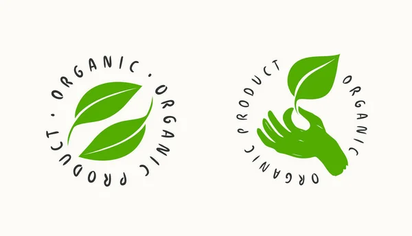 Biologisch Product Logo Eco Symbool Embleem Voor Gezond Voedsel Cosmetica — Stockvector