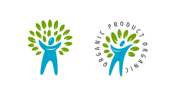 Tree Human Symbol Health Ecology Icon Logo Vector — Vector de stock