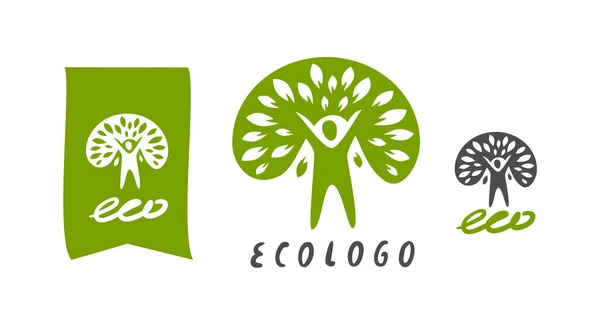 Eco Logo Human Tree Icon Ecology Environment Concept Vector — Stock Vector