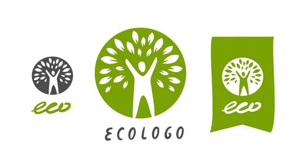 Abstraktes Symbol Des Menschlichen Baumes Öko Logo Natur Umweltkonzept — Stockvektor