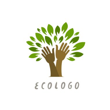 Şifalı eller ağacı. Doğa, organik ikon. Çevre konsept vektörü