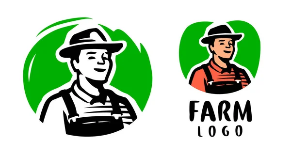 Model Voor Het Logo Van Boer Boerderij Biologisch Voedsel Symbool — Stockvector