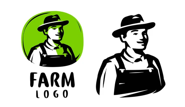 Plantilla Diseño Logotipo Farmer Granja Emblema Alimentos Orgánicos Ilustración Vectorial — Vector de stock