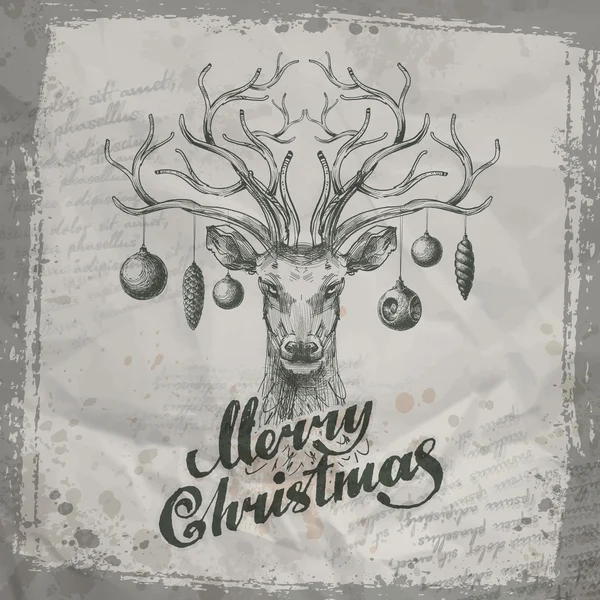 メリー クリスマス。鹿とのクリスマスのおもちゃ — ストックベクタ