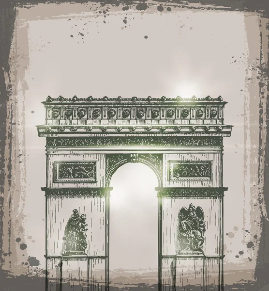 Arch of Triumph, Paris. illustrasjon med manuelt trukket vektor – stockvektor