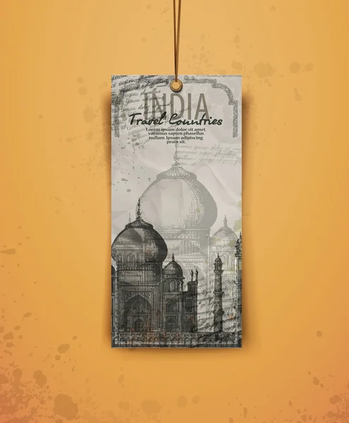 Taj Mahal. India. illustrazione vettoriale disegnata a mano vintage — Vettoriale Stock