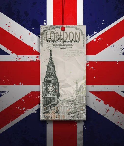 Torre Big Ben. Monumento a Londres. Vector Dibujo dibujado a mano Ilustración — Vector de stock