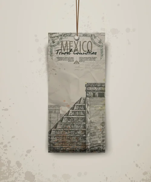 Temple au Mexique. Illustration vectorielle croquis dessinée à la main — Image vectorielle
